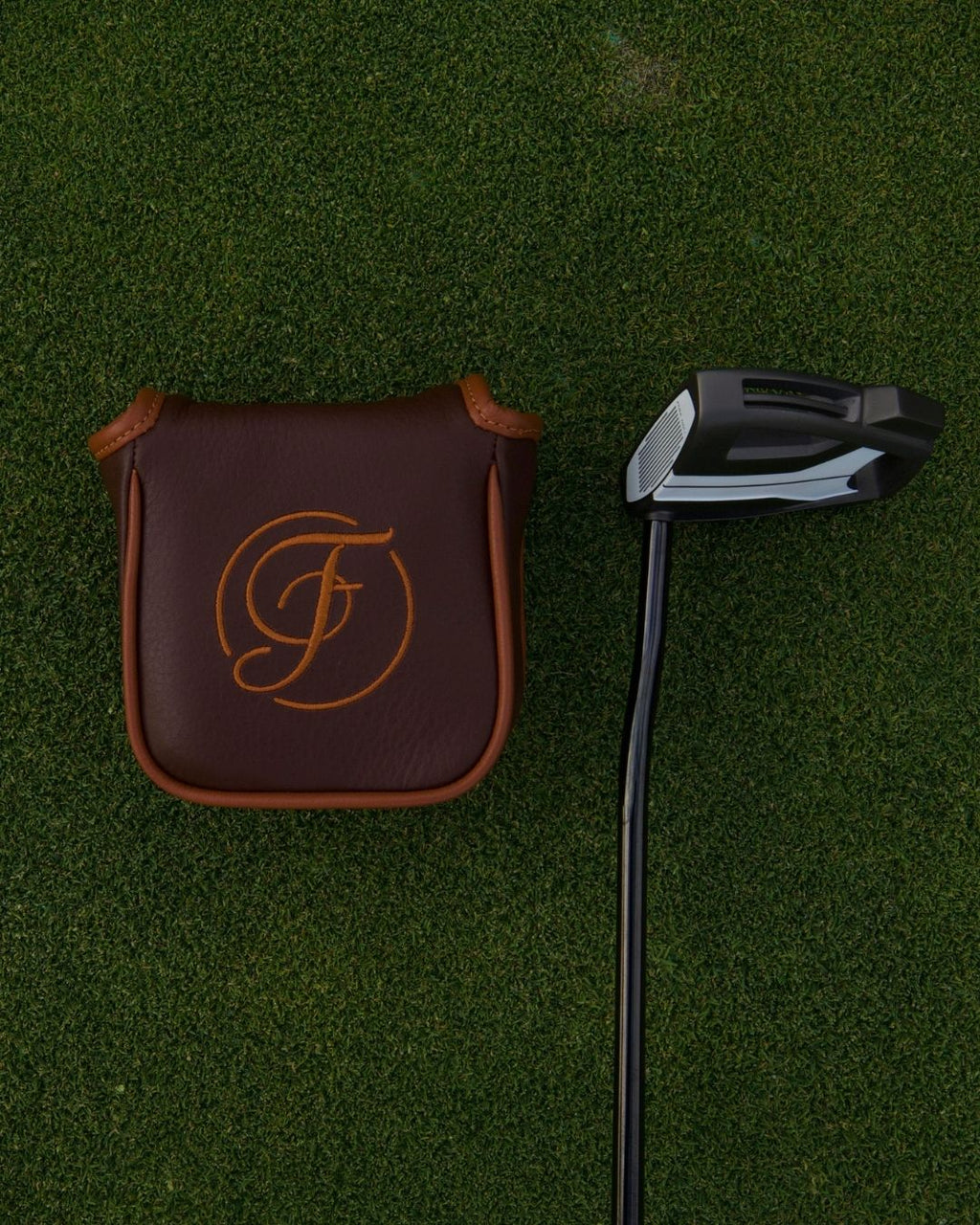 Brown Leather Square Mallet Putter Cover
